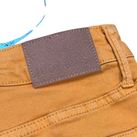 Judy Blue Marigold Yellow High Waist Tummy Control Flare Jeans Raw Hem 16W - Picture 5 of 12